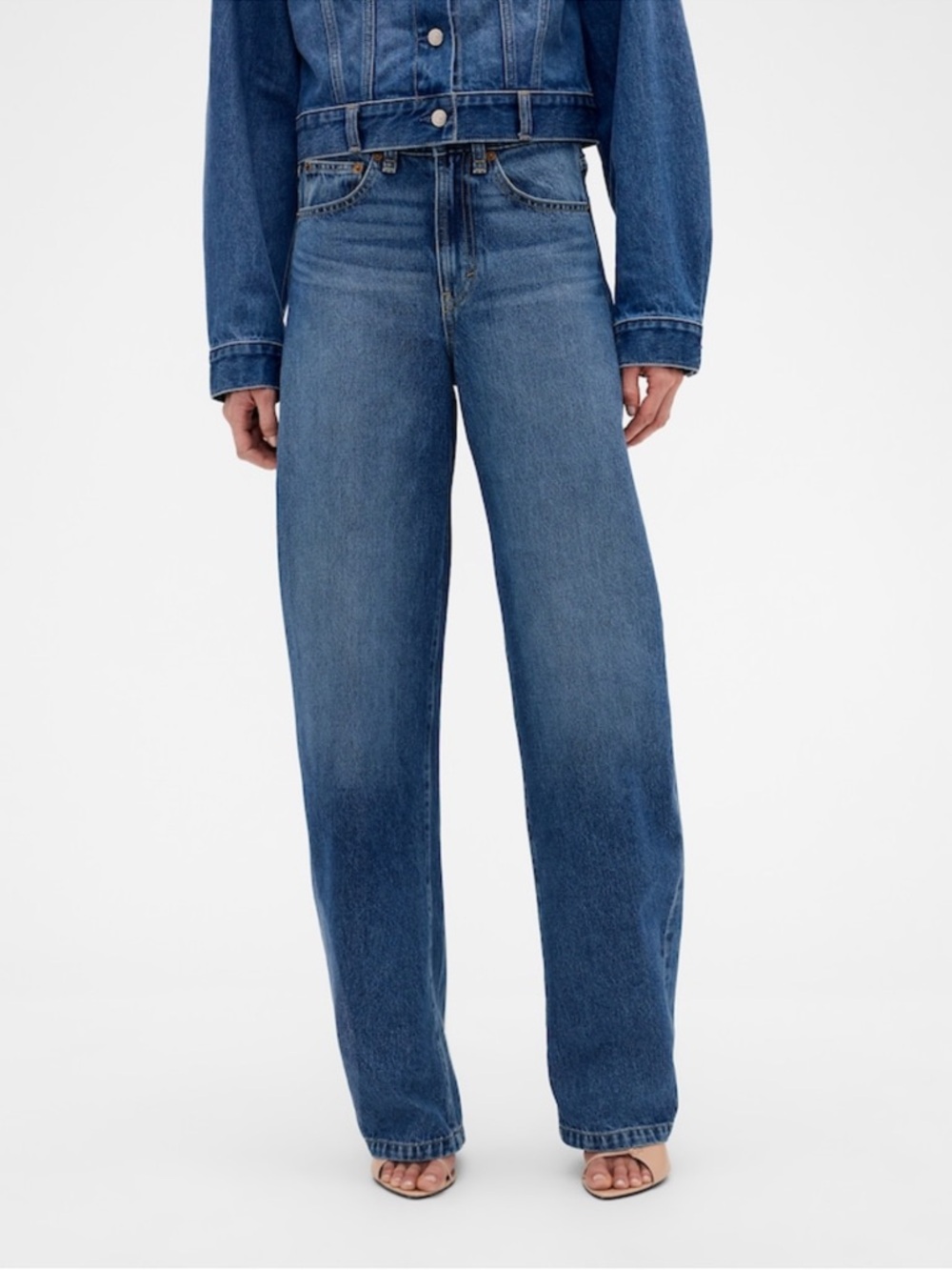 Gap x Victoria Beckham High-Rise Straight-Leg Jeans in Medium Blue